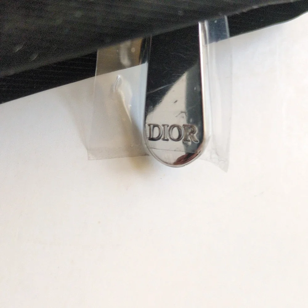 Dior Beauty Makeup Pouch Black Silver Logo Zipper Clutch One Size
